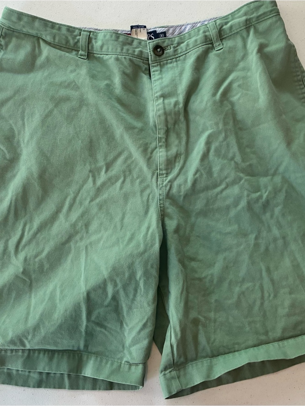 Chaps Light Green Flat Front Men's Shorts